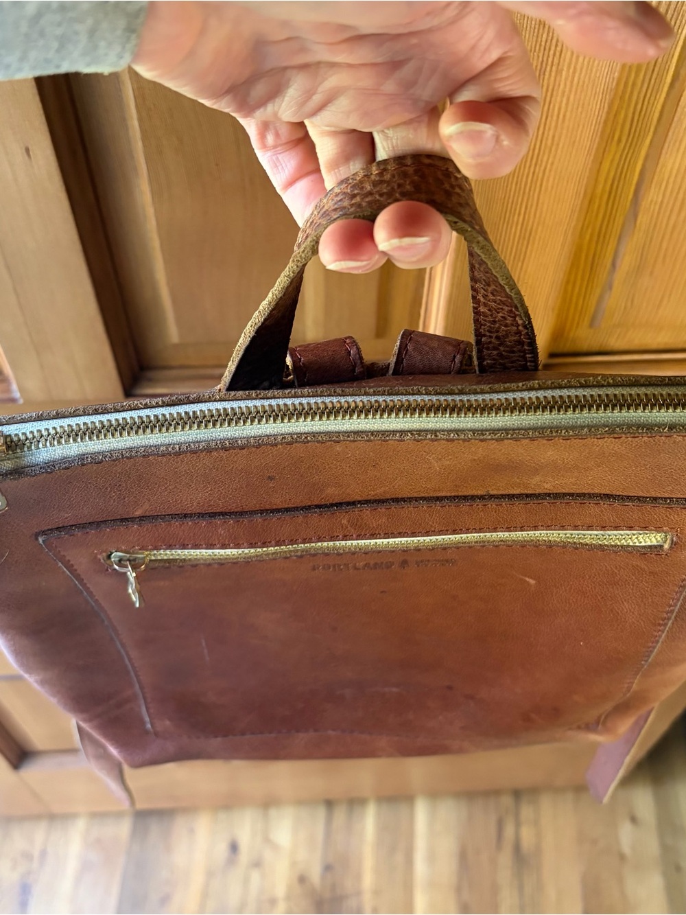 Portland Leather Company Brown Leather Backpack - Picture 3 of 10